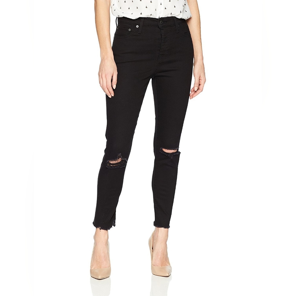 Levi's Wedgie Skinny Distressed Button Fly Black Jeans, size 24
